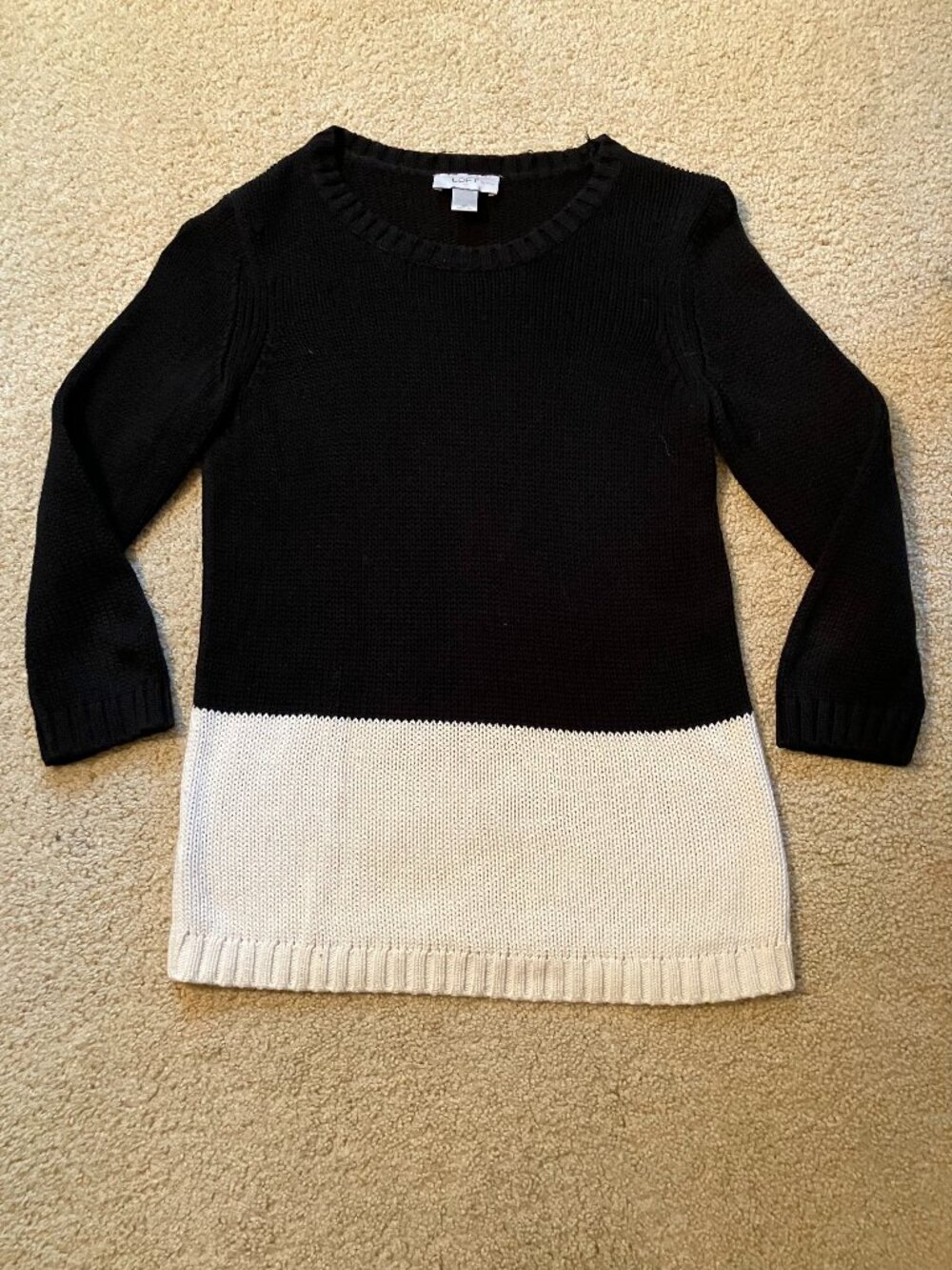 LOFT Sweater, Size SP, Black/Cream
